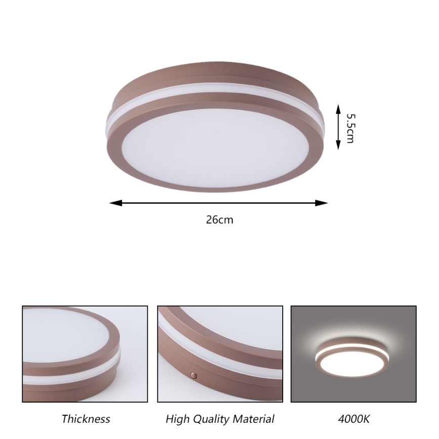 Brilagi - BENE LED ulkokattovalaisin 24 W 230 V, halkaisija 26 cm, ruskea, IP54