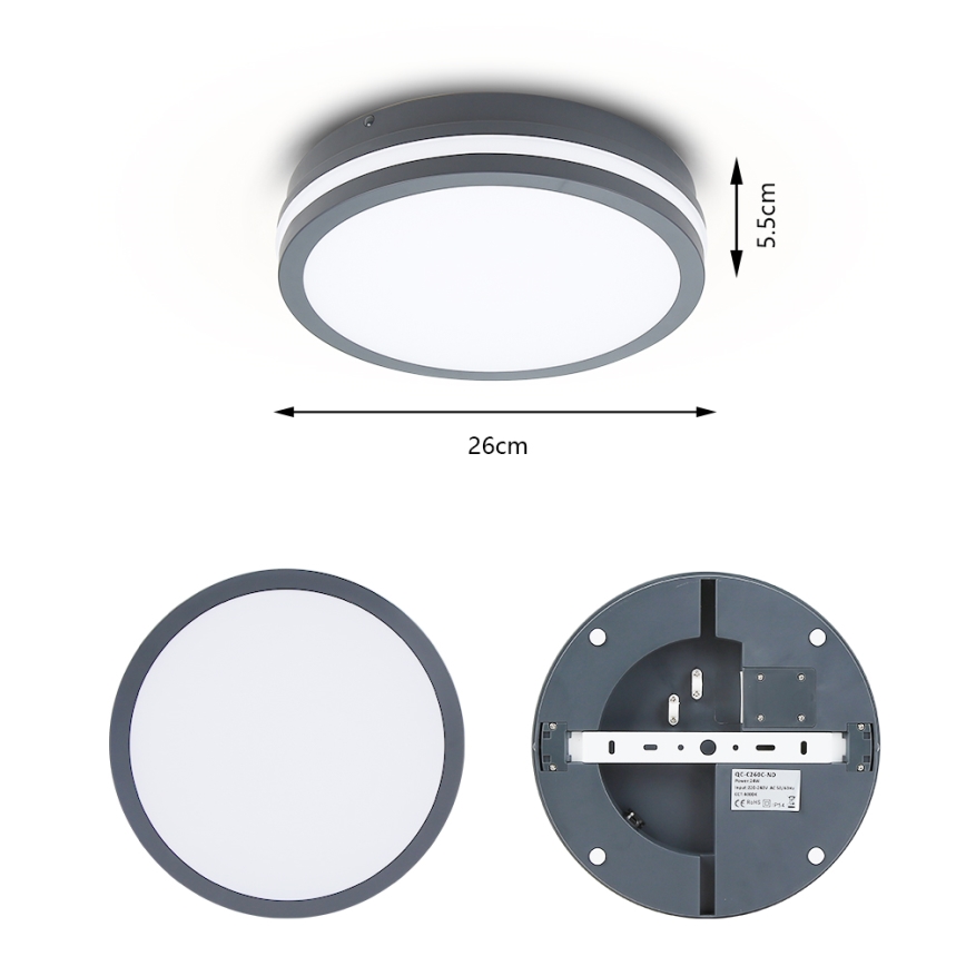 Brilagi - LED-ulkovalaisin liiketunnistimella BENE LED/24W/230V ø 26 cm antrasiitti IP54