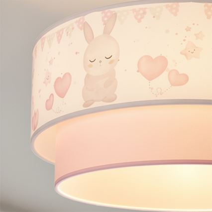 Brilagi - LED Lasten riippuvalaisin johdolla BOBO 1xE27/10W/230V Ø 40 cm kerma/vaaleanpunainen/pupukuosi