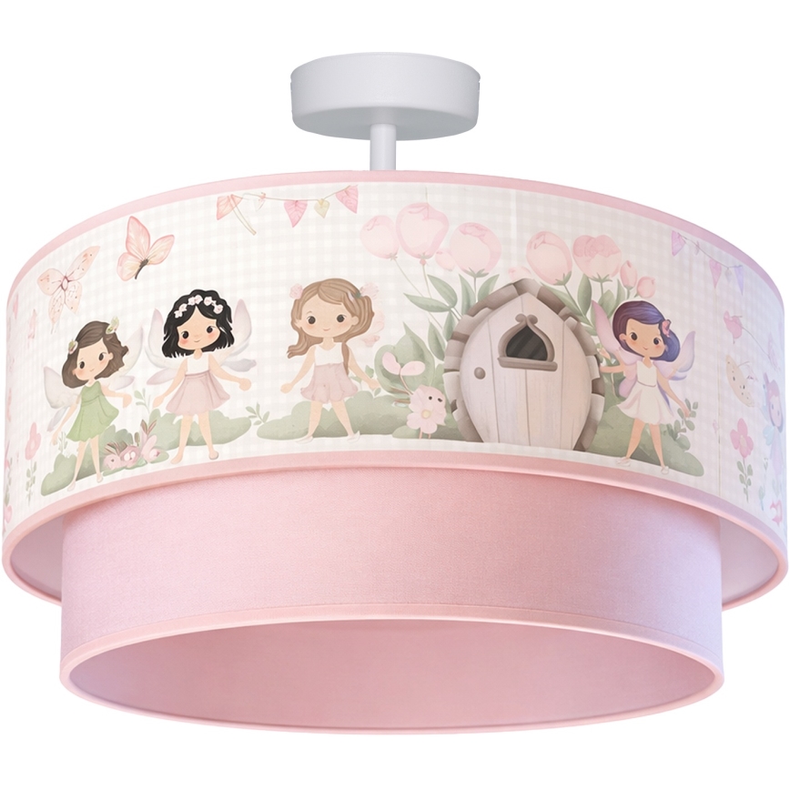 Brilagi - BOBO LED-lastenkattovalaisin, pinta-asennettava 1xE27/10W/230V Ø 40 cm vaaleanpunainen/keijut