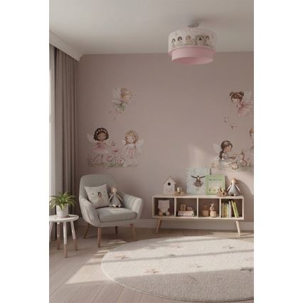 Brilagi - BOBO LED-lastenkattovalaisin, pinta-asennettava 1xE27/10W/230V Ø 40 cm vaaleanpunainen/keijut