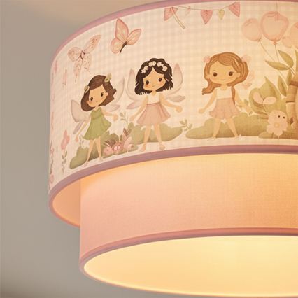 Brilagi - BOBO LED-lastenkattovalaisin, pinta-asennettava 1xE27/10W/230V Ø 40 cm vaaleanpunainen/keijut