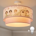 Brilagi - BOBO LED-lastenkattovalaisin, pinta-asennettava 1xE27/60W/230V Ø 40 cm vaaleanpunainen/keijut
