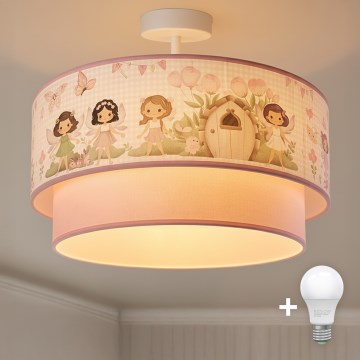 Brilagi - BOBO LED-lastenkattovalaisin, pinta-asennettava 1xE27/60W/230V Ø 40 cm vaaleanpunainen/keijut