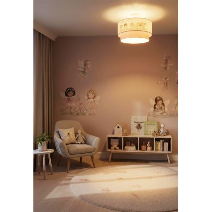 Brilagi - BOBO LED-lastenkattovalaisin, pinta-asennettava 1xE27/60W/230V Ø 40 cm vaaleanpunainen/keijut