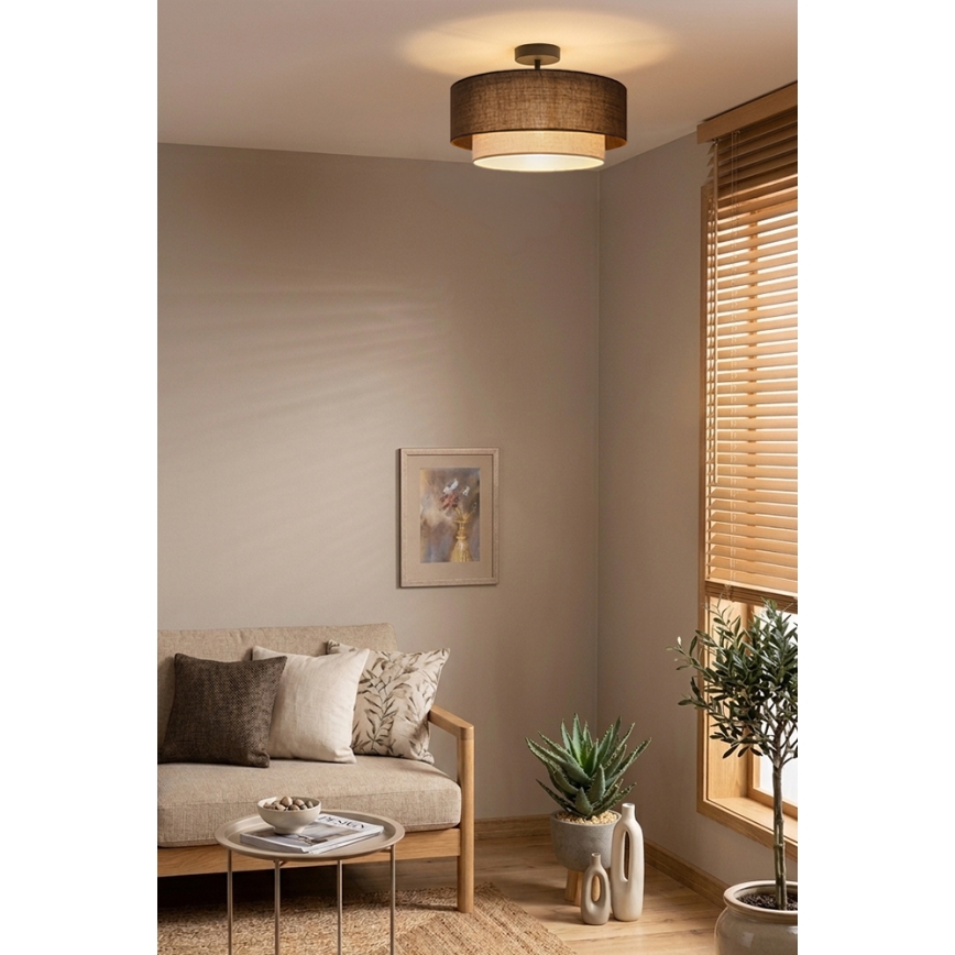 Brilagi - BOHO ECO LED-pintakiinnitetty kattovalaisin 1xE27/10W/230V, halkaisija 40 cm, ruskea/kerma