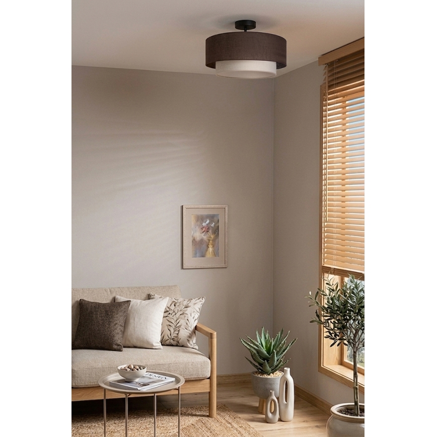 Brilagi - BOHO ECO LED-pintakiinnitetty kattovalaisin 1xE27/10W/230V, halkaisija 40 cm, ruskea/kerma