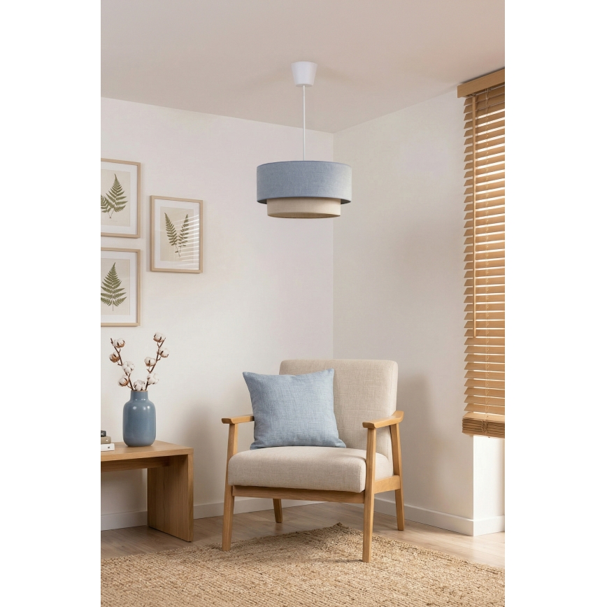 Brilagi - BOHO ECO LED-riippuvalaisin kaapelilla 1x E27 / 10 W / 230 V, Ø 40 cm, sininen/kerma