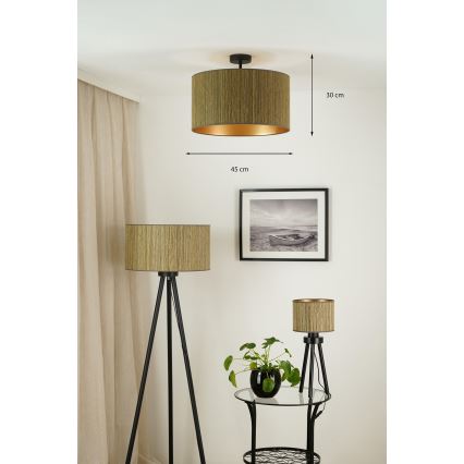 Brilagi - Kiinnitettävä kattovalaisin BOSTON ROLLER 1xE27/15W/230V Ø 45 cm olki ruskea/kulta