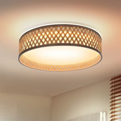 Brilagi - LED himmennettävä kattovalaisin CAMILA LED/48W/230V 3000-6500K bambu halkaisija 40 cm + kaukosäädin