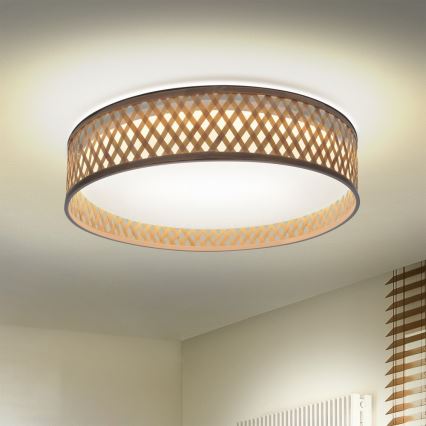 Brilagi - LED himmennettävä kattovalaisin CAMILA LED/48W/230V 3000-6500K bambu halkaisija 40 cm + kaukosäädin