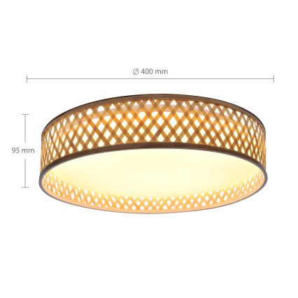 Brilagi - LED himmennettävä kattovalaisin CAMILA LED/48W/230V 3000-6500K bambu halkaisija 40 cm + kaukosäädin