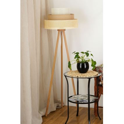 Brilagi - Lattiavalaisin CEDAR LUNETA 1xE27/15W/230V rottinki/ruskea/kerma