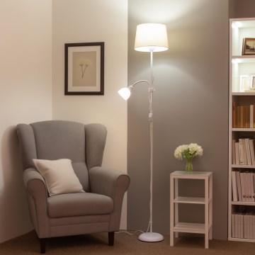 Brilagi - CERIA lattiavalaisin 1xE27/100W/230V + 1xE14/25W valkoinen/beige