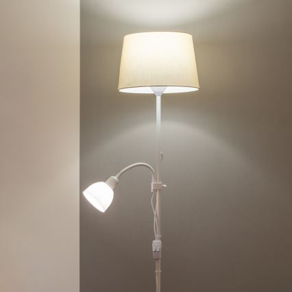 Brilagi - CERIA lattiavalaisin 1xE27/100W/230V + 1xE14/25W valkoinen/beige