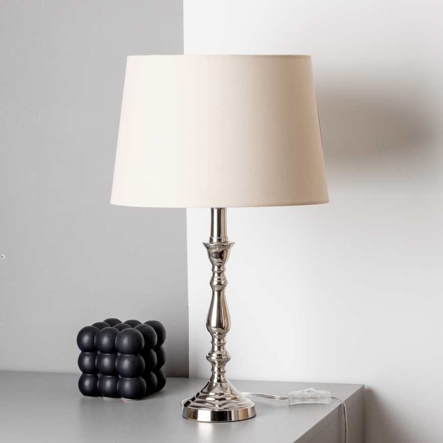 Brilagi - CERIA-pöytävalaisin 1xE27/60W/230V, halkaisija 30 cm, kiiltävä kromi/beige