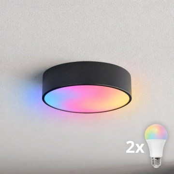 BRILAGI - CLARE LED RGBW himmennettävä kattovalaisin 2xE27/12W/230V 2700–6500K halkaisija 30 cm Wi‑Fi musta