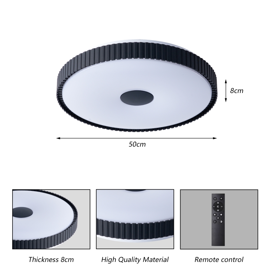 Brilagi - CORVO himmennettävä LED-kattovalaisin LED/72W/230V 3000-6000K, musta, halkaisija 50 cm + kaukosäädin