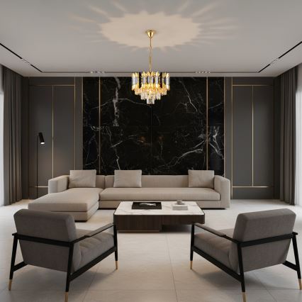 Brilagi - CRISTAL ketjulla roikkuva kattokruunu, 5xE14/40W/230V, halkaisija 38 cm