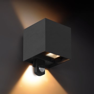 Brilagi - CUBE LED/6W/230V ulkoseinävalaisin anturilla musta IP65