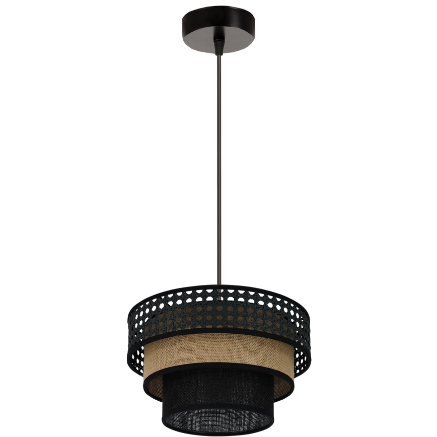 Brilagi - Riippuvalaisin DAKOTA LUNETA 1xE27/15W/230V Ø 25 cm musta/rottinki