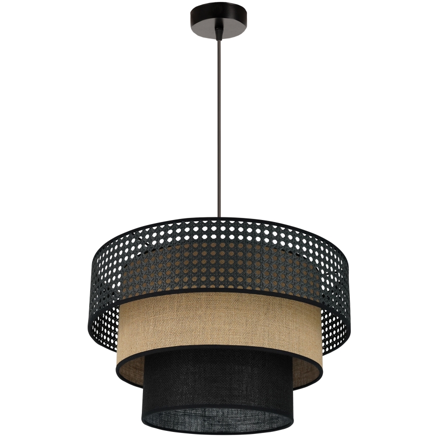 Brilagi - Riippuvalaisin DAKOTA LUNETA 1xE27/15W/230V halkaisija 45 cm musta/rottinki