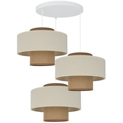 Brilagi - Dallas-kattovalaisin 3xE27/15W/230V ruskea/kerma/valkoinen