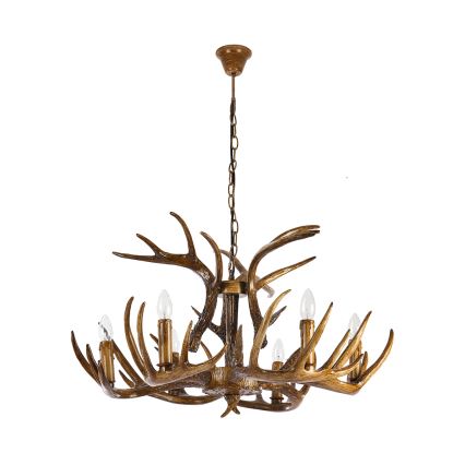 Brilagi - DEER-riippuvalaisin ketjulla, 6xE14/10W/230V, Ø 80 cm, sarvet