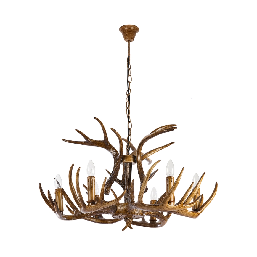 Brilagi - DEER-riippuvalaisin ketjulla, 6xE14/10W/230V, Ø 80 cm, sarvet