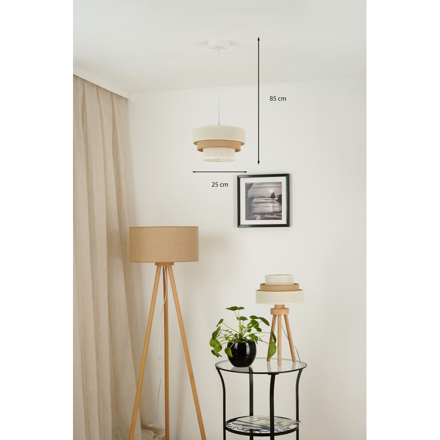 Brilagi - Ripustettava kattovalaisin DENVER LUNETA 1xE27/15W/230V halkaisija 25 cm beige/ruskea/kerma