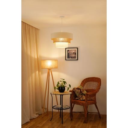 Brilagi - Ripustettava kattovalaisin DENVER LUNETA 1xE27/15W/230V halkaisija 45 cm beige/ruskea/kerma
