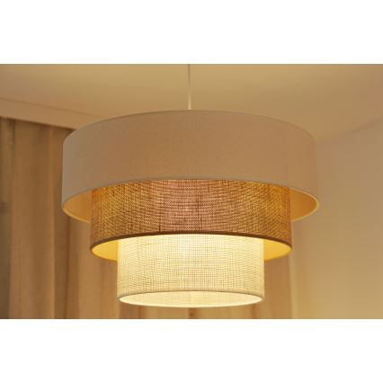 Brilagi - Ripustettava kattovalaisin DENVER LUNETA 1xE27/15W/230V halkaisija 45 cm beige/ruskea/kerma