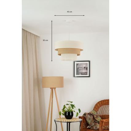 Brilagi - Ripustettava kattovalaisin DENVER LUNETA 1xE27/15W/230V halkaisija 45 cm beige/ruskea/kerma