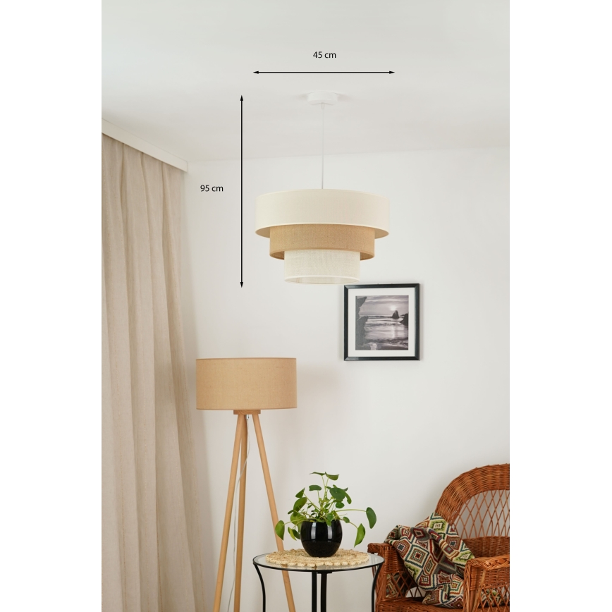 Brilagi - Ripustettava kattovalaisin DENVER LUNETA 1xE27/15W/230V halkaisija 45 cm beige/ruskea/kerma