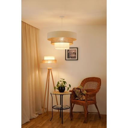 Brilagi - Ripustettava kattovalaisin DENVER LUNETA 1xE27/15W/230V halkaisija 60 cm beige/ruskea/kerma