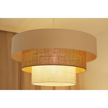 Brilagi - Ripustettava kattovalaisin DENVER LUNETA 1xE27/15W/230V halkaisija 60 cm beige/ruskea/kerma