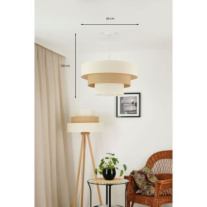 Brilagi - Ripustettava kattovalaisin DENVER LUNETA 1xE27/15W/230V halkaisija 60 cm beige/ruskea/kerma