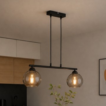 Brilagi - DIOR-riippuvalaisin kaapelilla 2xE27/60W/230V, musta/savunharmaa