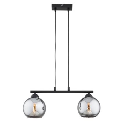 Brilagi - DIOR-riippuvalaisin kaapelilla 2xE27/60W/230V, musta/savunharmaa
