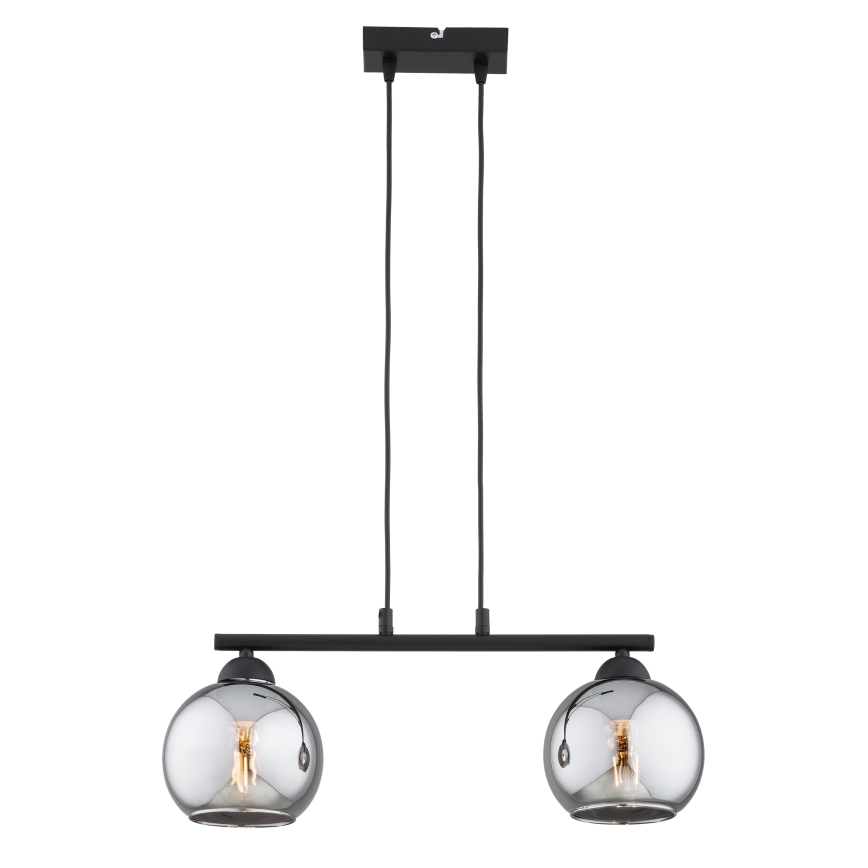 Brilagi - DIOR-riippuvalaisin kaapelilla 2xE27/60W/230V, musta/savunharmaa