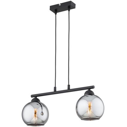 Brilagi - DIOR-riippuvalaisin kaapelilla 2xE27/60W/230V, musta/savunharmaa