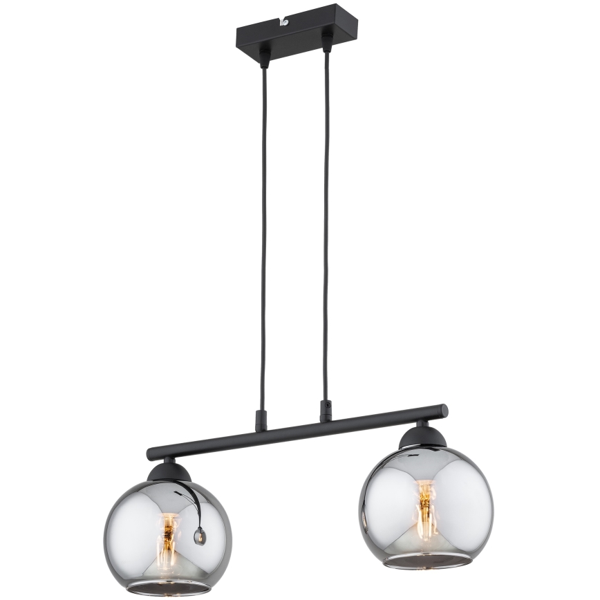 Brilagi - DIOR-riippuvalaisin kaapelilla 2xE27/60W/230V, musta/savunharmaa