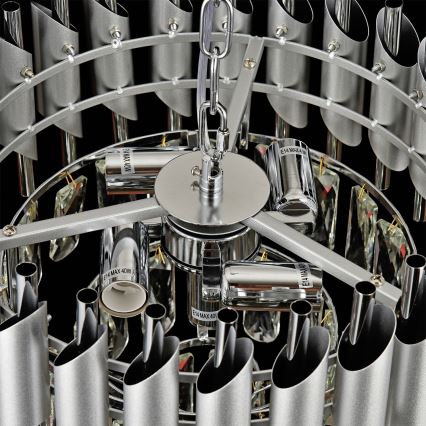 Brilagi - ECLIPSE-riippuvalaisin ketjulla 5xE14/10W/230V, halkaisija 38 cm, hopeanvärinen