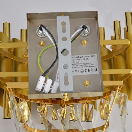 Brilagi - ECLIPSE seinävalaisin 2xE14/10W/230V, kullanvärinen