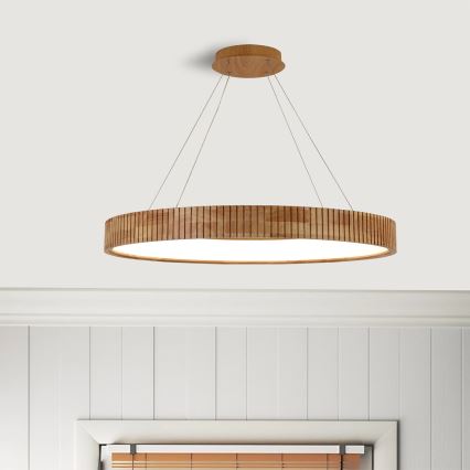 Brilagi - LED-riippuvalaisin vaijerilla FALCON WOOD MODERN LED/60W/230V 3000/4000/6000K Ø 80 cm puinen
