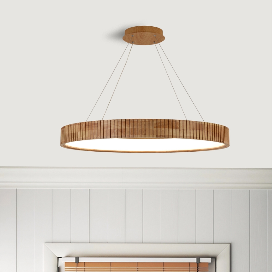 Brilagi - LED-riippuvalaisin vaijerilla FALCON WOOD MODERN LED/60W/230V 3000/4000/6000K Ø 80 cm puinen