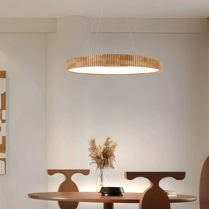 Brilagi - LED-riippuvalaisin vaijerilla FALCON WOOD MODERN LED/60W/230V 3000/4000/6000K Ø 80 cm puinen