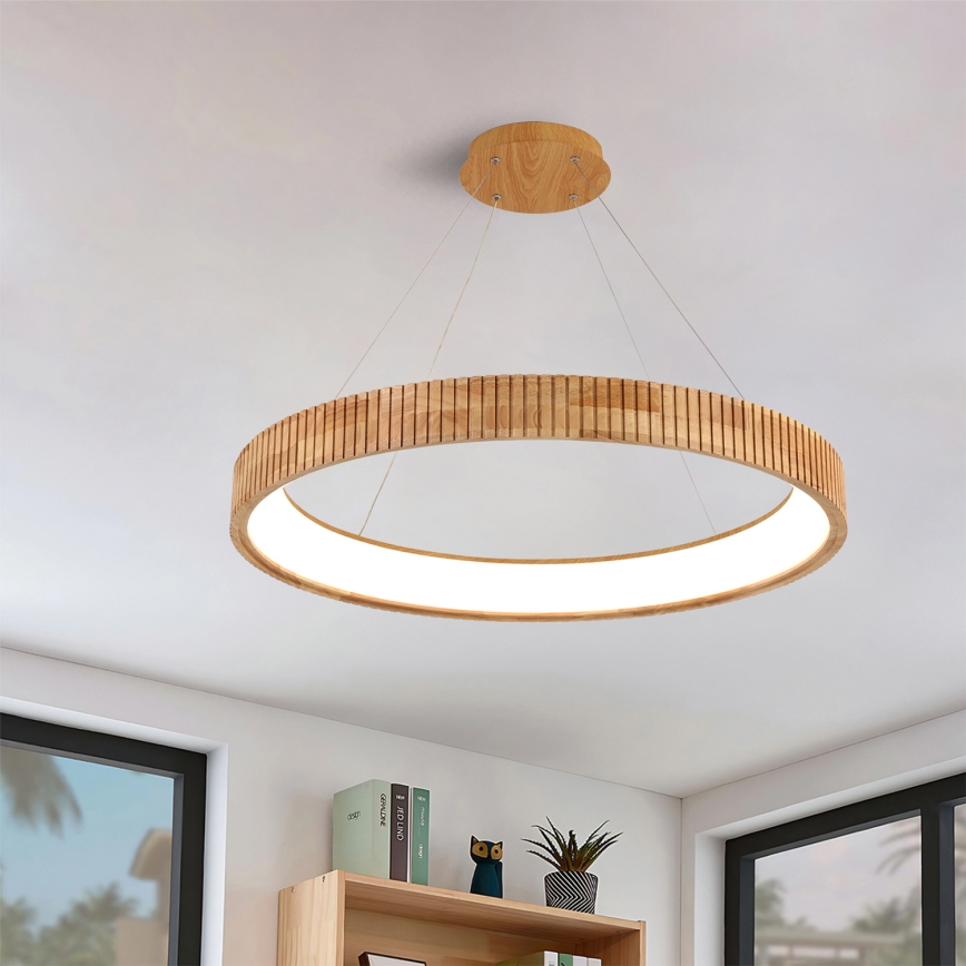 Brilagi - LED-riippuvalaisin vaijerilla FALCON WOOD MODERN LED/60W/230V 3000/4000/6000K Ø 80 cm puinen