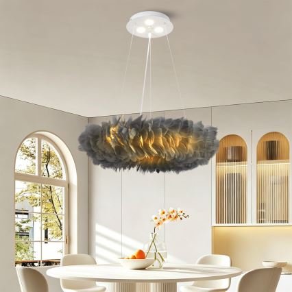 BRILAGI - FEATHER LED-riippuvalaisin vaijerilla, 3 x E27 (maks. 40 W, 230 V) + 3 x LED (3 W), Ø 50 cm, harmaa