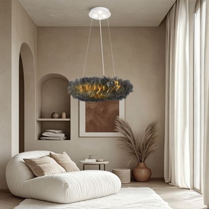 BRILAGI - FEATHER LED-riippuvalaisin vaijerilla, 3 x E27 (maks. 40 W, 230 V) + 3 x LED (3 W), Ø 50 cm, harmaa